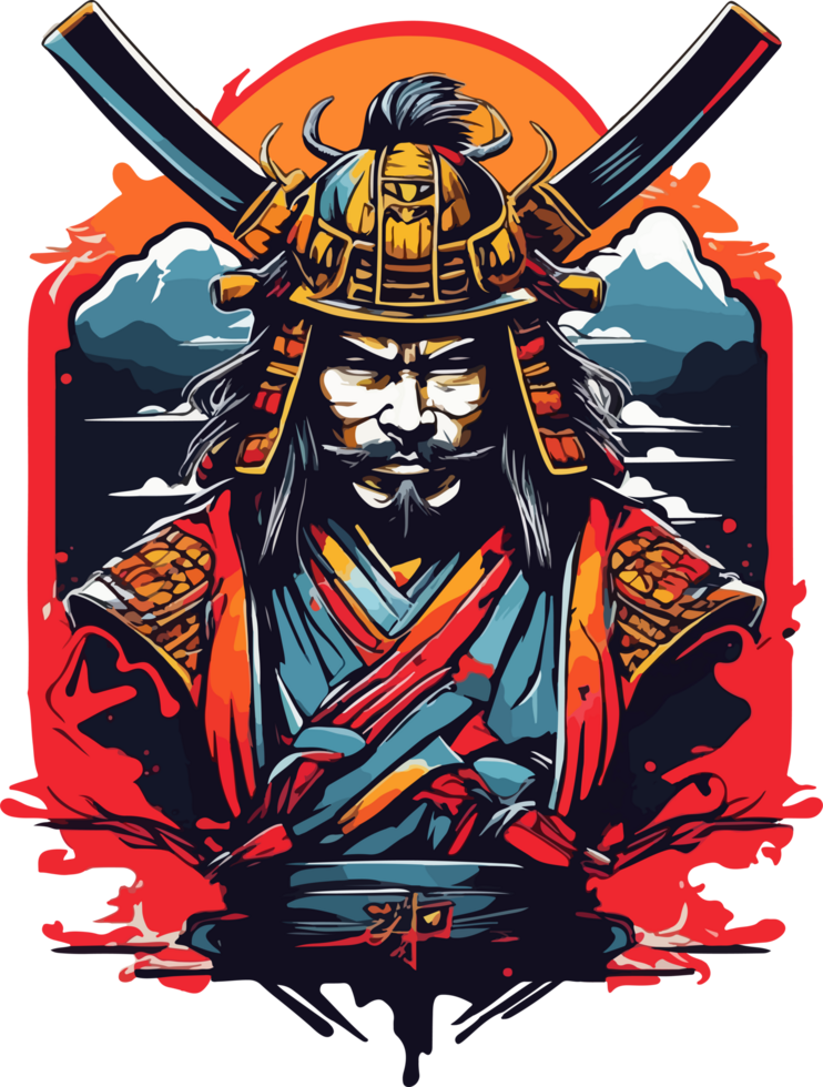 Samurai Logo bereit zu drucken Illustration ai generativ png