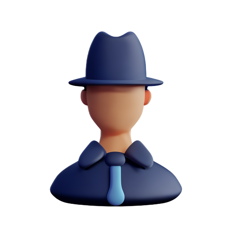 detective face 3d rendering icon illustration png