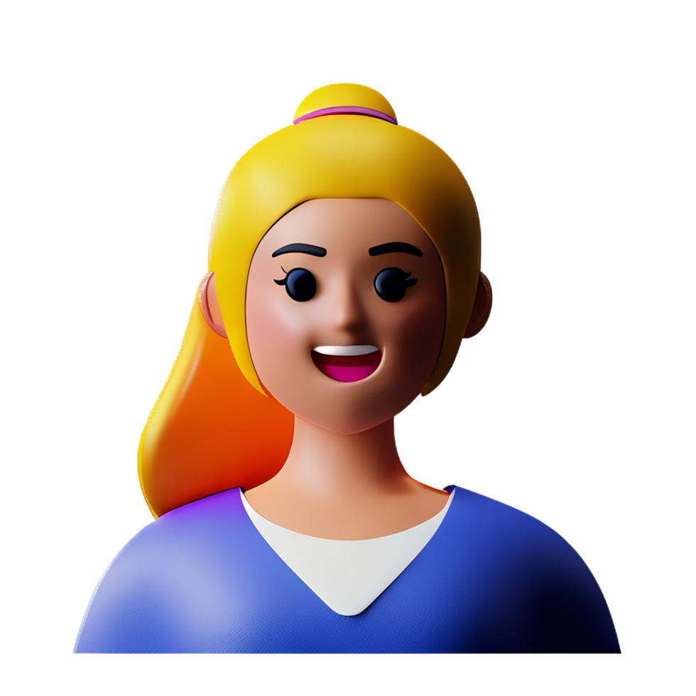 lady face 3d rendering icon illustration png