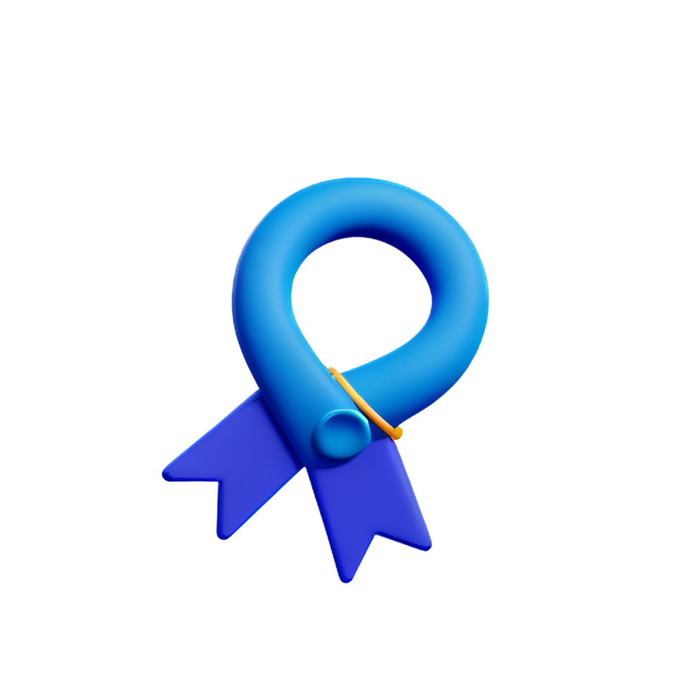 blue ribbon 3d rendering icon illustration png