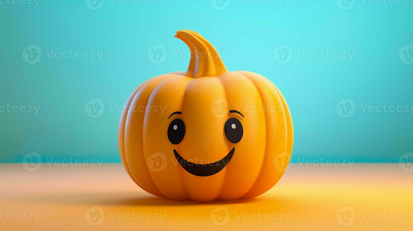 Cute Pumpkin on Pastel Background. Perfect Seasonal Charm for All Your Autumn and Halloween Needs photo