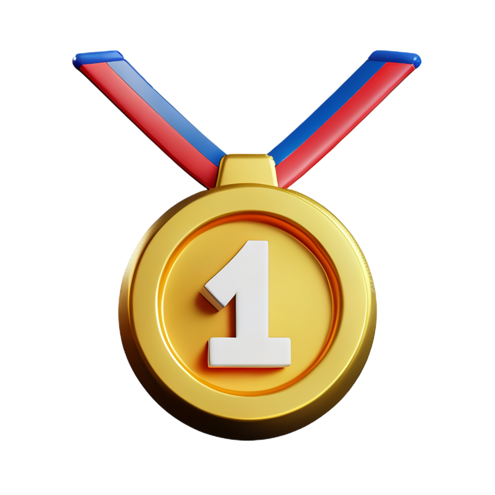 gold medal 3d rendering icon illustration png