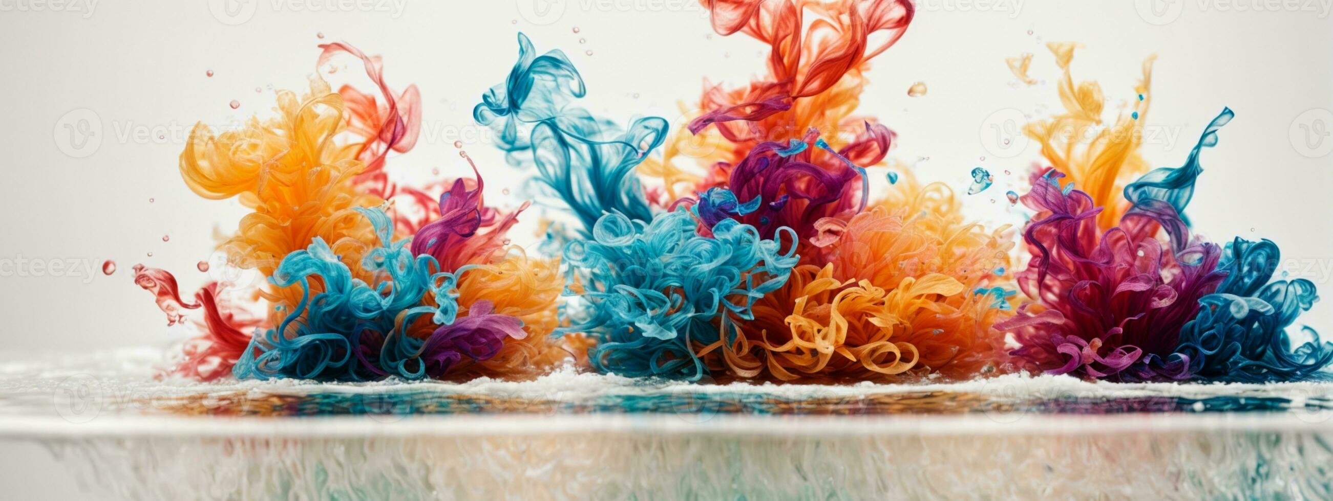 Colorful ink in water. AI generated photo