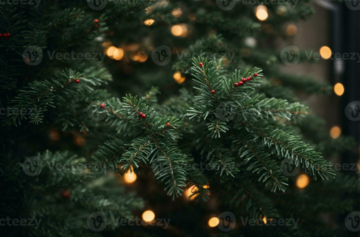 Christmas tree branches background. AI generated photo