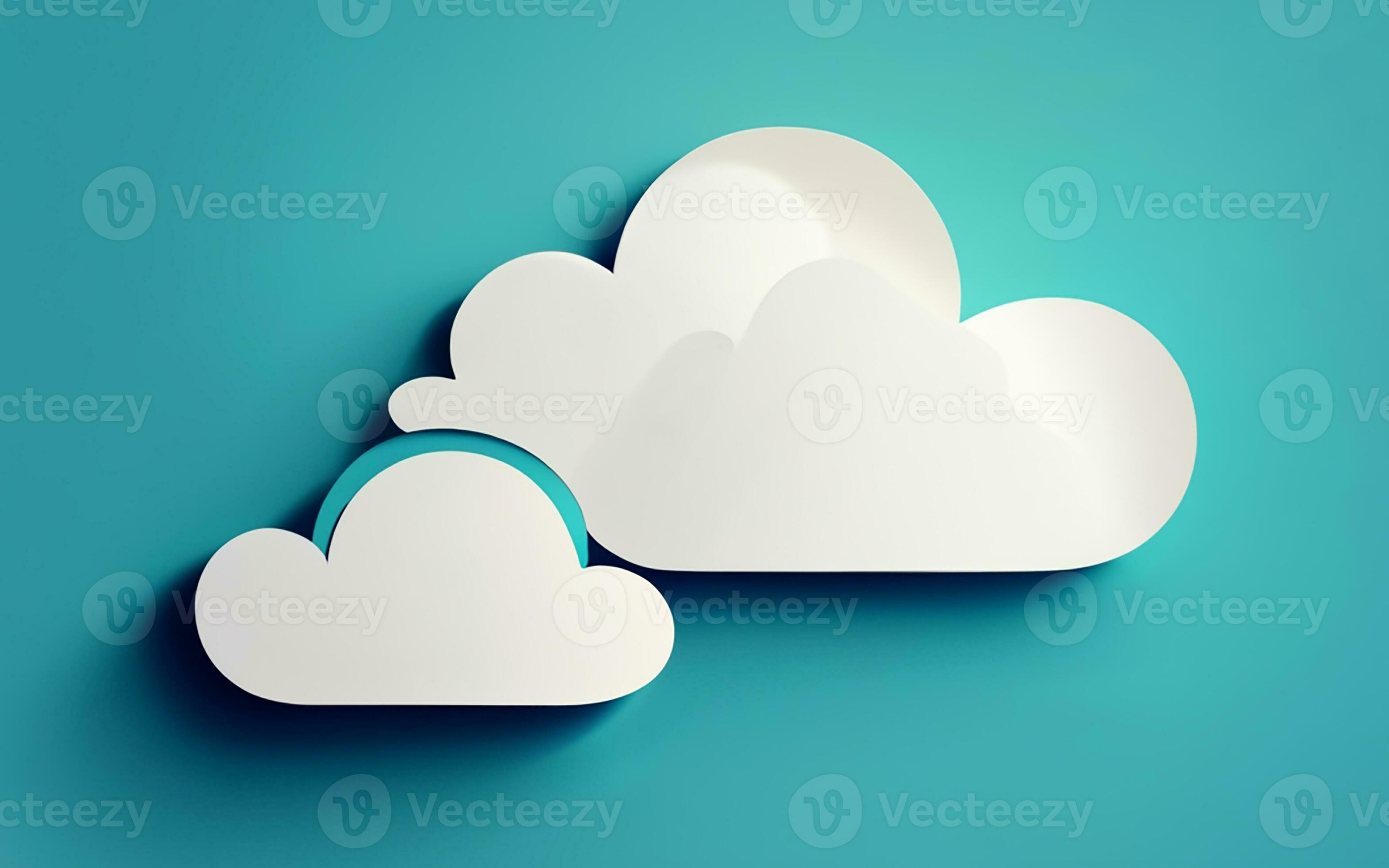 horizontal banner with blue sky and white clouds in cut paper style