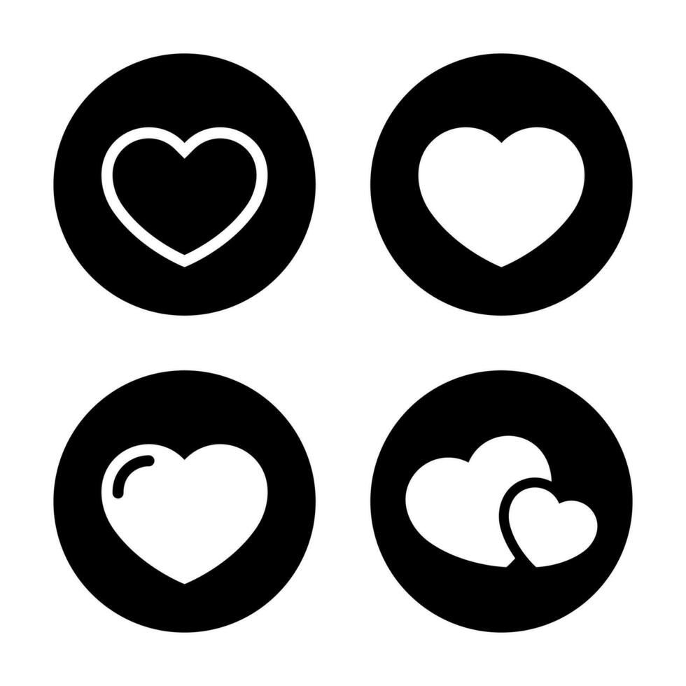 Love, heart icon vector in black circle. Amour, like sign symbol