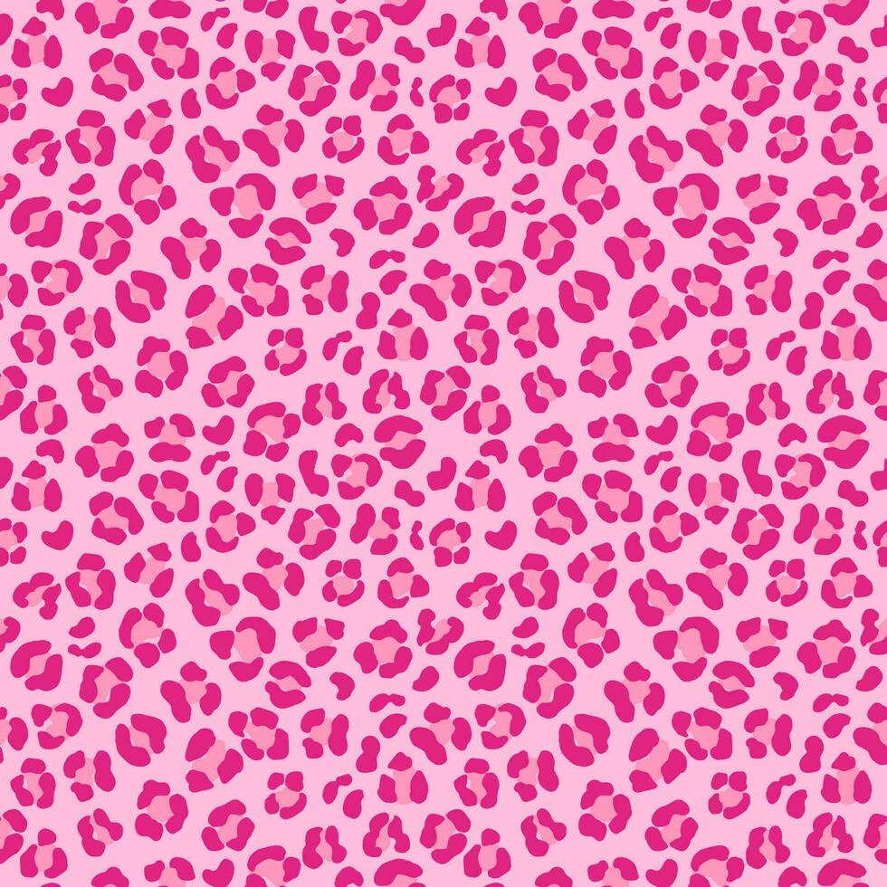 Leopard seamless pattern design in pink color. Trendy vector background.