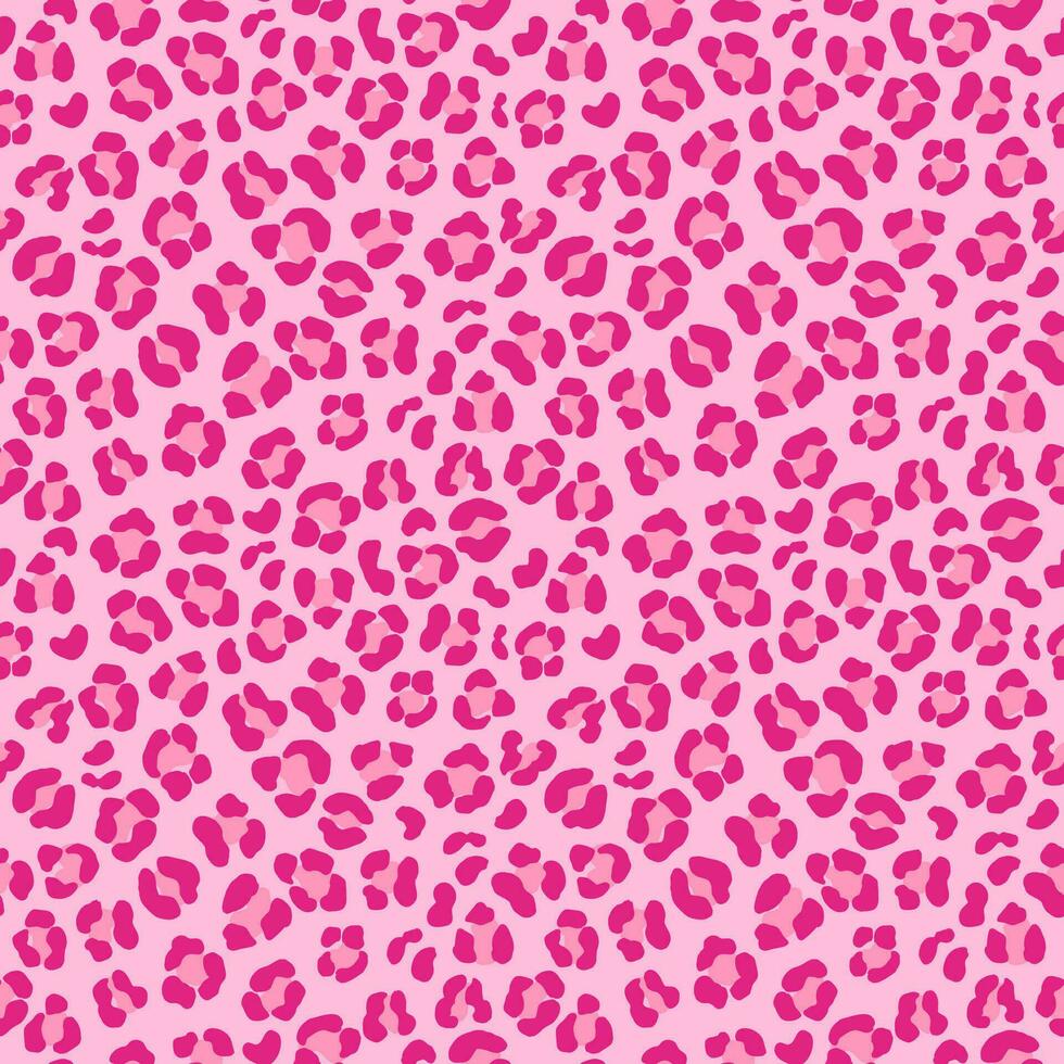 Leopard seamless pattern design in pink color. Trendy vector background.