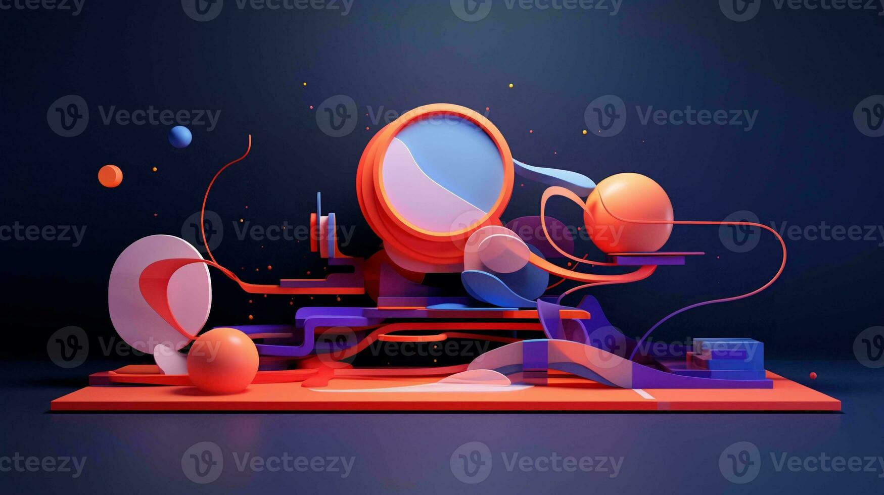 Vibrant 3D Abstract. Colorful, Dynamic, and Elegant Shapes with a Futuristic Hologram Theme photo