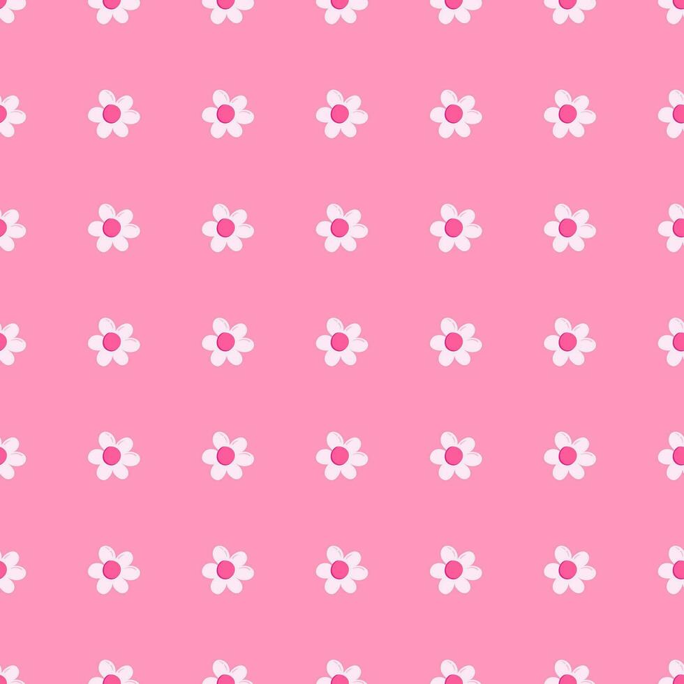 Flower seamless pattern design in pink color. Trendy vector background.