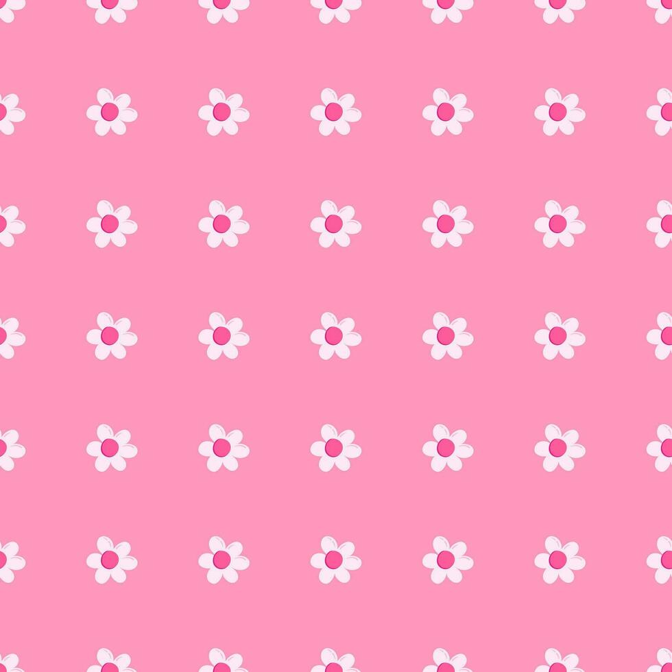 Flower seamless pattern design in pink color. Trendy vector background.