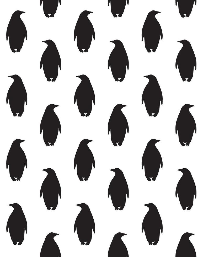 Vector seamless pattern of penguin silhouette