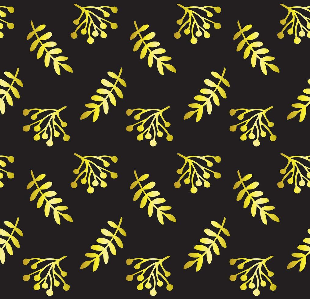 Vector seamless pattern of golden rowan berry