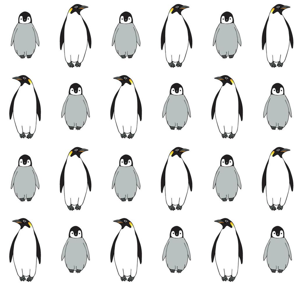 Vector seamless pattern of emperor penguin