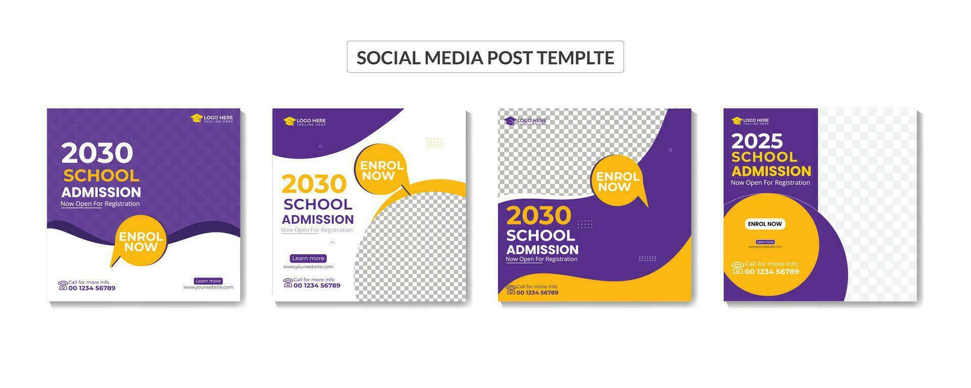 Kids School education admission social media post  back to school web banner vector