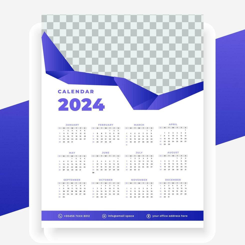 vector moderno estilo nuevo año 2024 calendario modelo