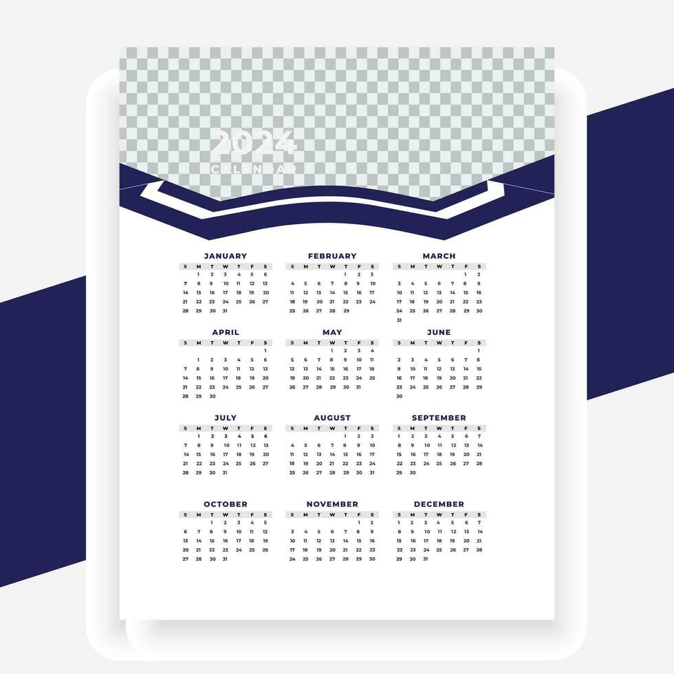 vector modern style new year 2024 calendar template