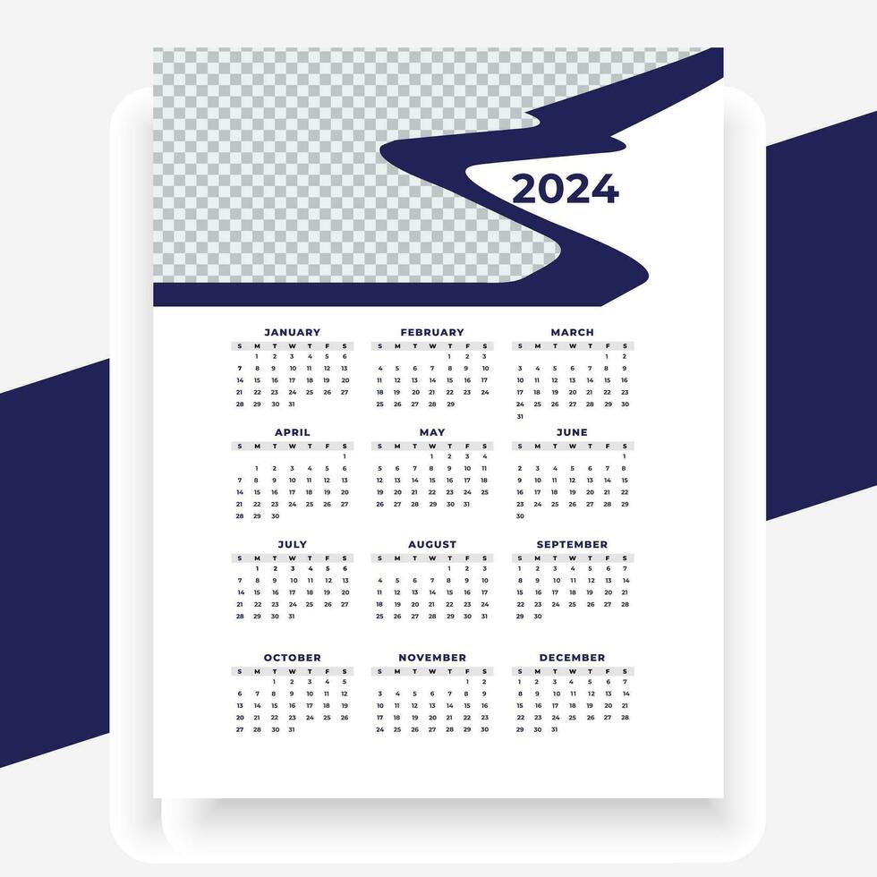 vector modern style new year 2024 calendar template