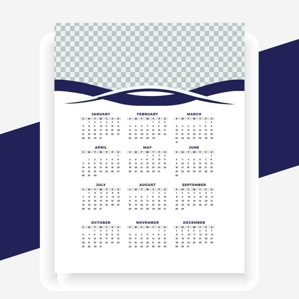 vector modern style new year 2024 calendar template