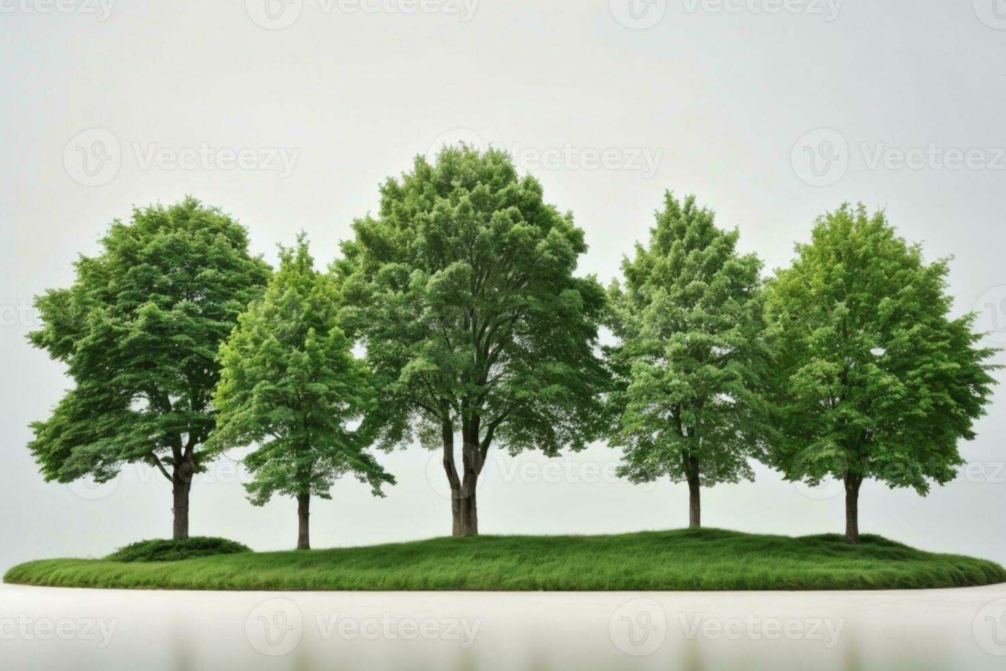 Set of green trees isolated on white background. Different kinds of tree collection. AI generated photo