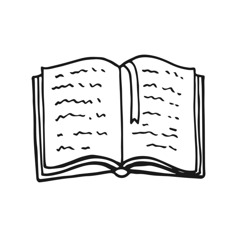 Open book. Hand drawn vector illustration.