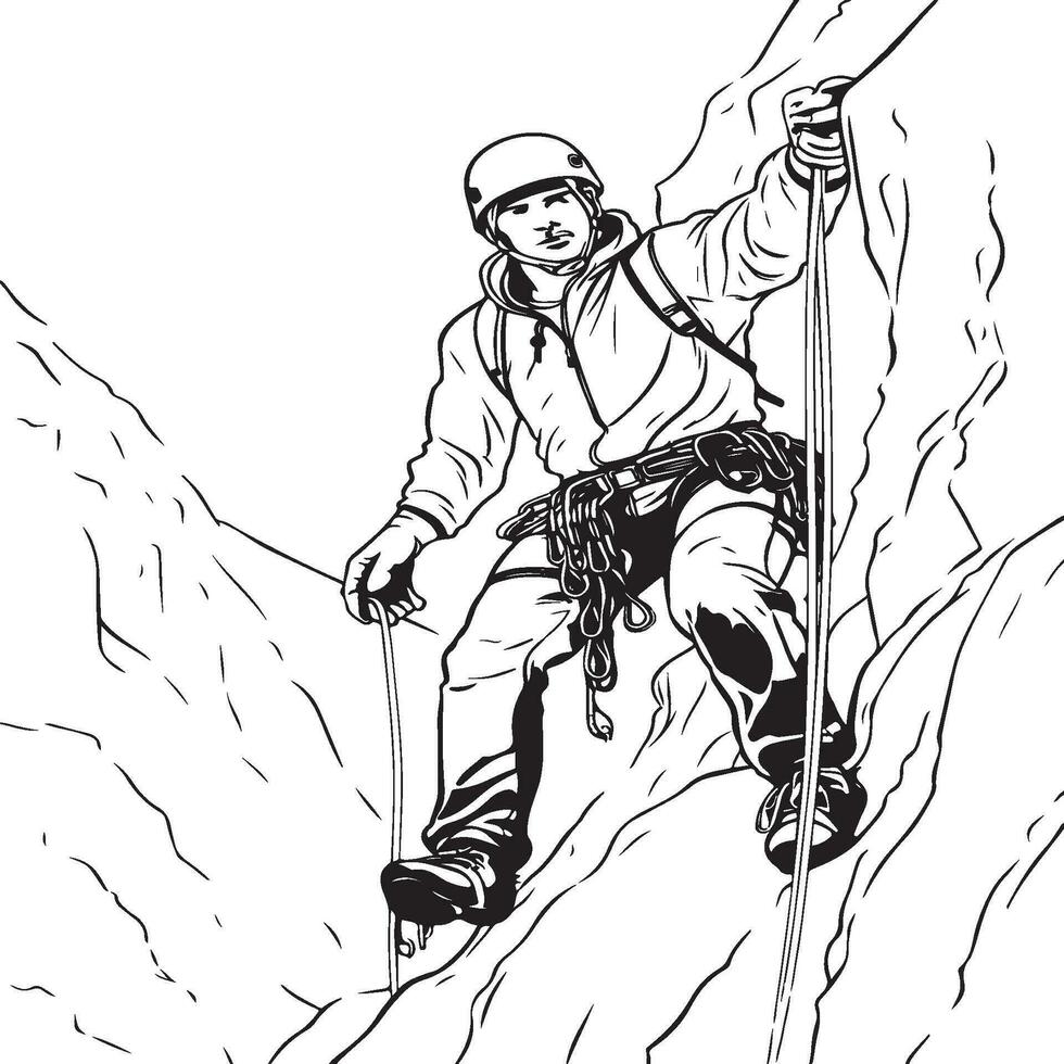coloring page depicting Ice Climbing vector