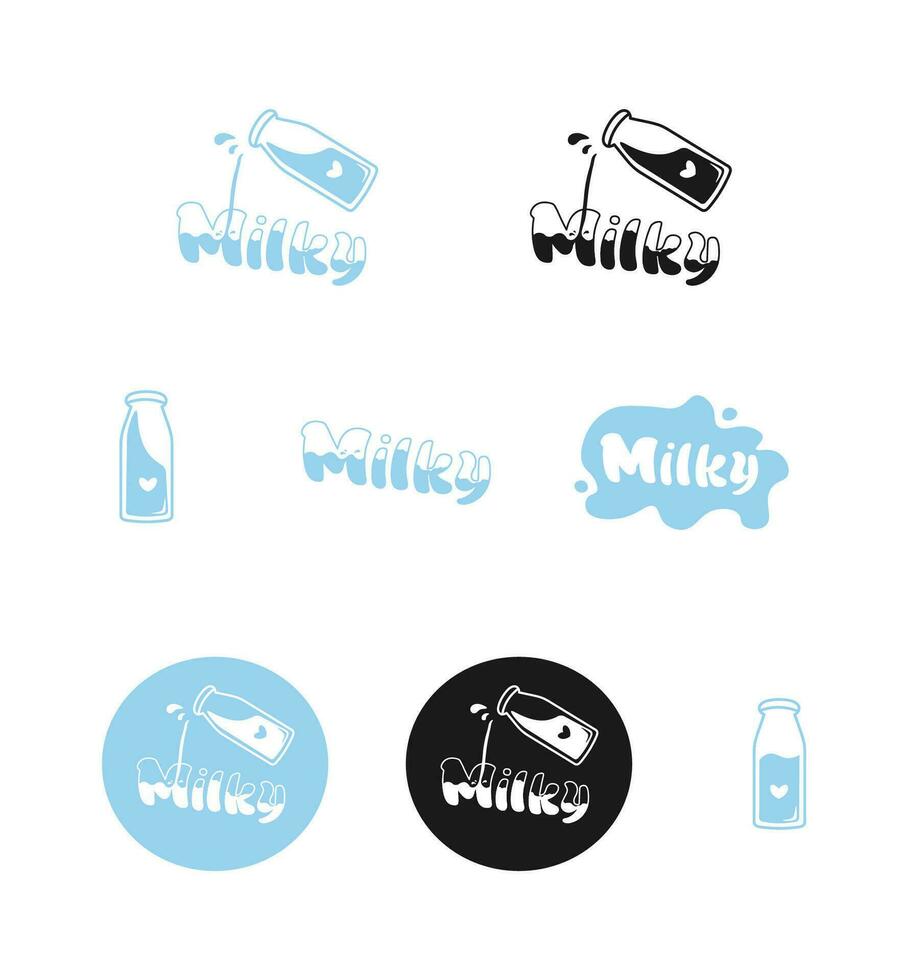 Milk logo template, branding, milk splash, milk bottle vector
