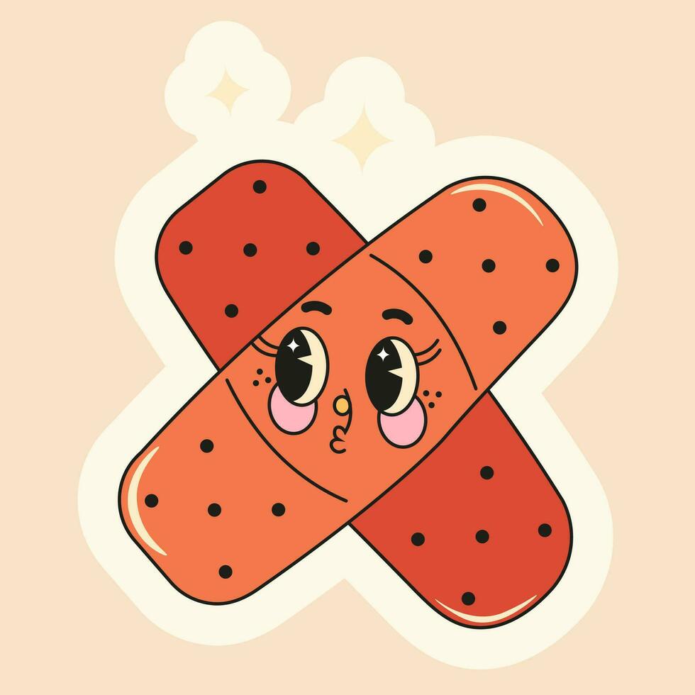 Cute sticker in the style of y2k retro medical plaster on the background vector