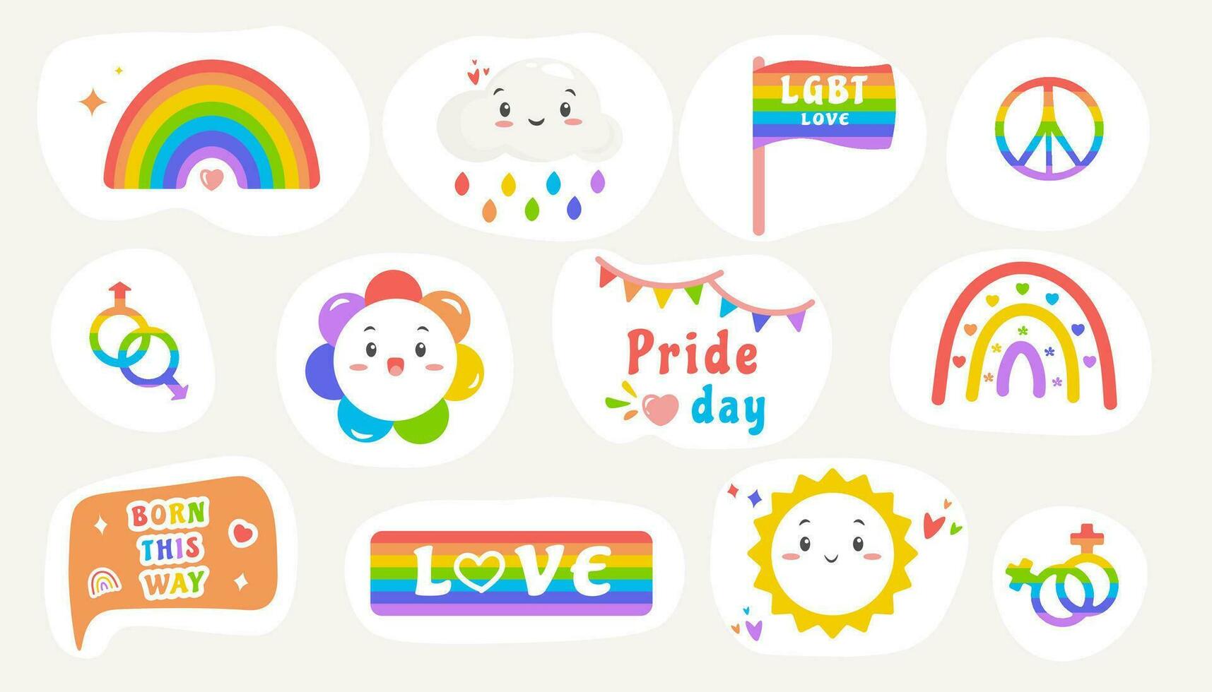 Rainbow elements. LGBTQ set. Set of LGBT rainbow stickers vector