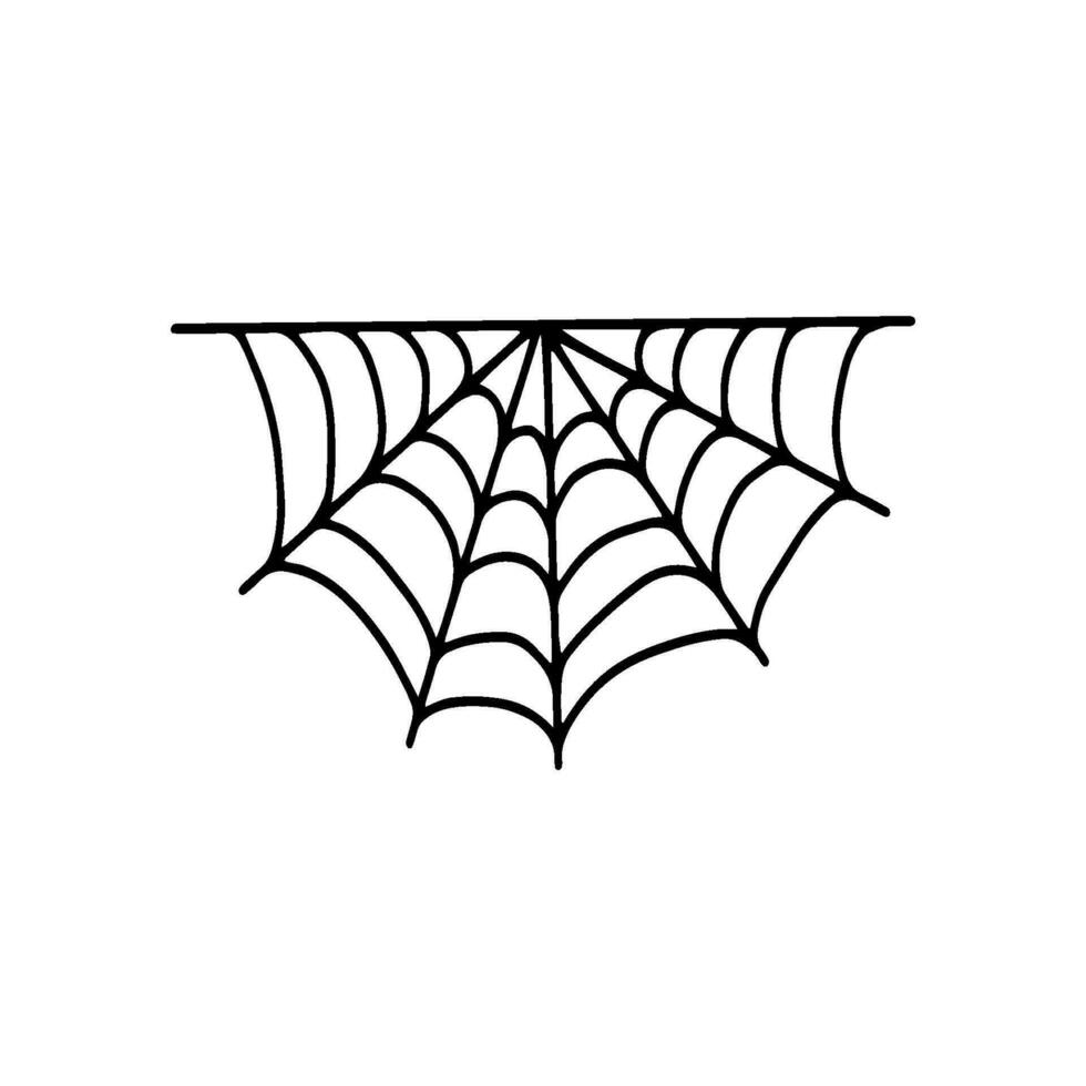 Cobweb. Spooky Halloween spider web. Vector isolated illustration. Gossamer. Spiderweb outline sign