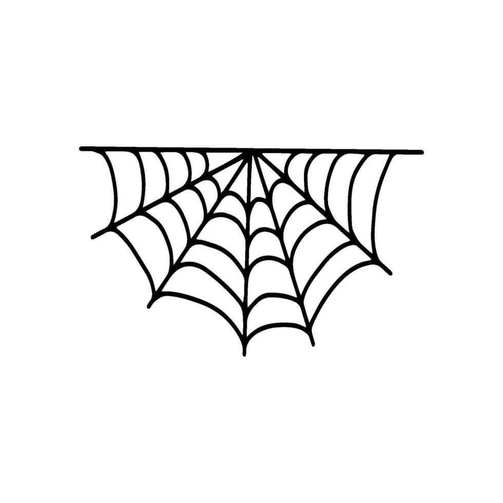 Cobweb. Spooky Halloween spider web. Vector isolated illustration. Gossamer. Spiderweb outline sign