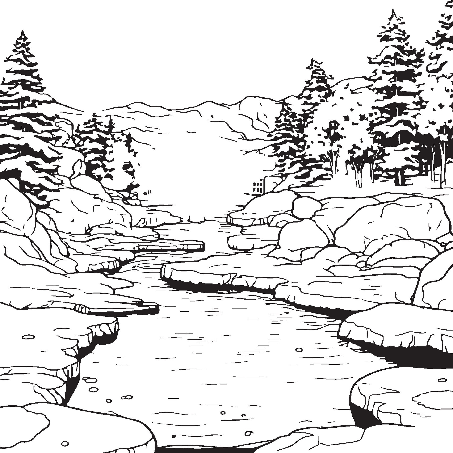 coloring page depicting winter Hot Springs 29256008 Vector Art at Vecteezy