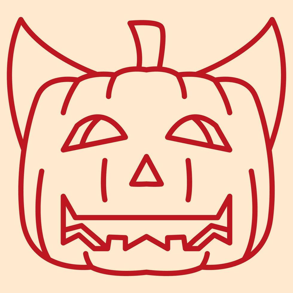 Vector Line art illustration pumpkin . Simple outline jack o lantern. halloween pumpkin icon lineart for the illustration design, website and graphic design.