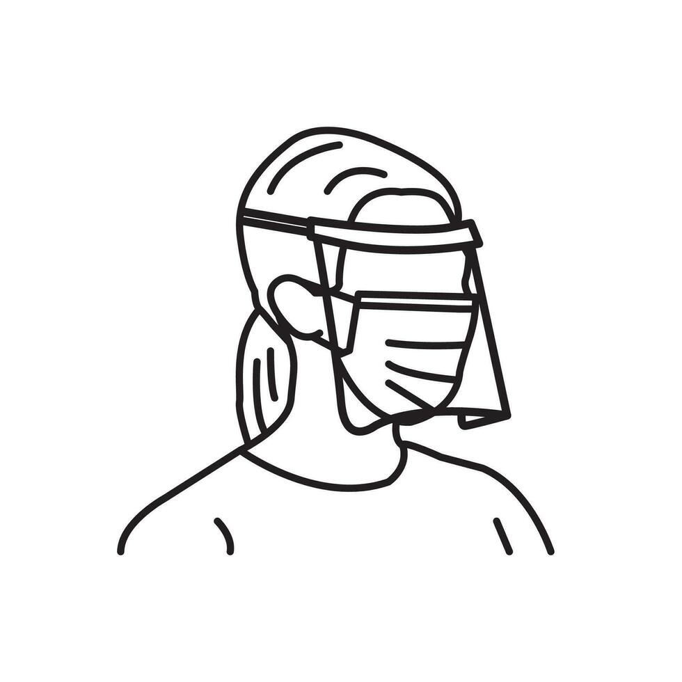 Vector Line art illustration mask man . Simple outline wear mask. wear mask people icon lineart for the illustration design, website and graphic design.