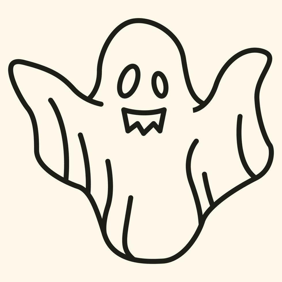 Vector Line art illustration Ghost . Simple outline Ghost. halloween Ghost cloth icon lineart for the illustration design, website and graphic design.