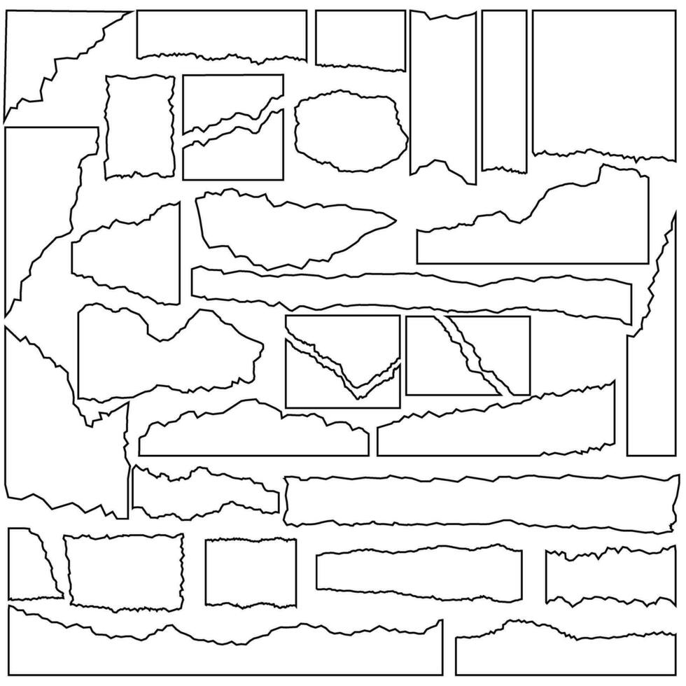 Rasgado papel icono vector colocar. Rasgado sábana ilustración firmar recopilación. pedazo de papel símbolo o logo.