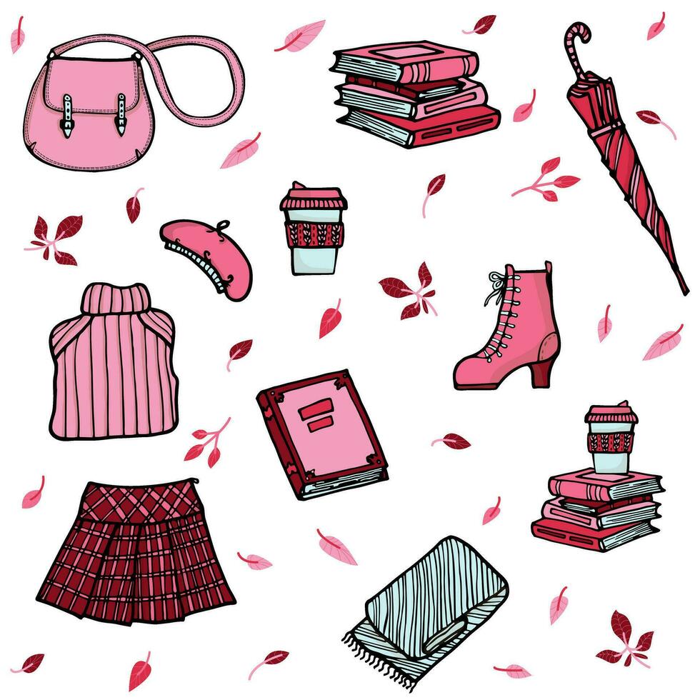 Doodle style clothes seamless pattern. vector