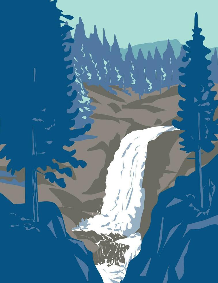 Alberta Falls in Rocky Mountain National Park Colorado WPA Poster Art vector