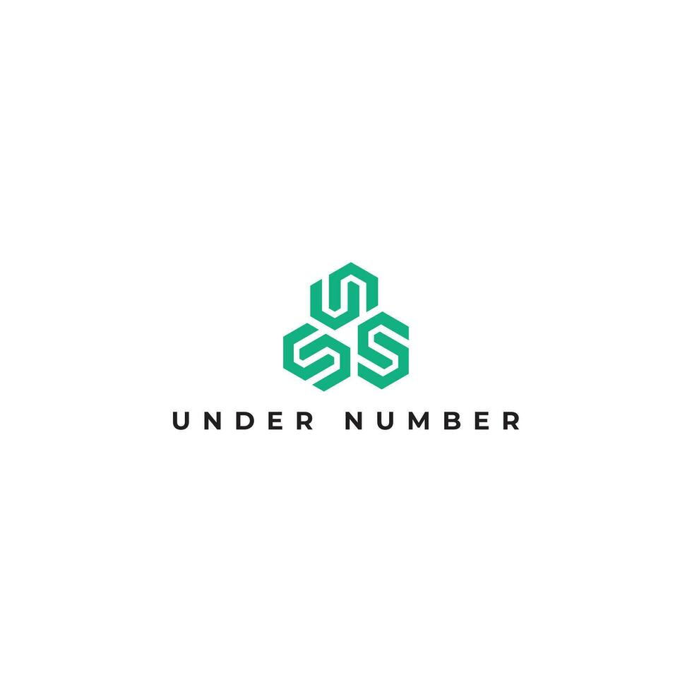 Abstract Letter UN or NU monogram logo design vector in green color isolated on a white background. Abstract hexagon letter UN logo applied for financial technology company logo design inspiration