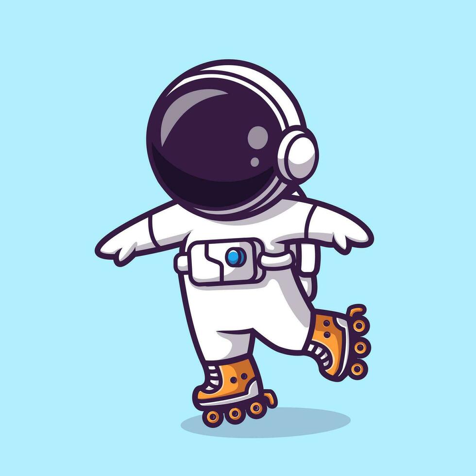 astronauta jugando rodillo patines dibujos animados vector icono ilustración. Ciencias deporte icono concepto aislado prima vector. plano dibujos animados estilo
