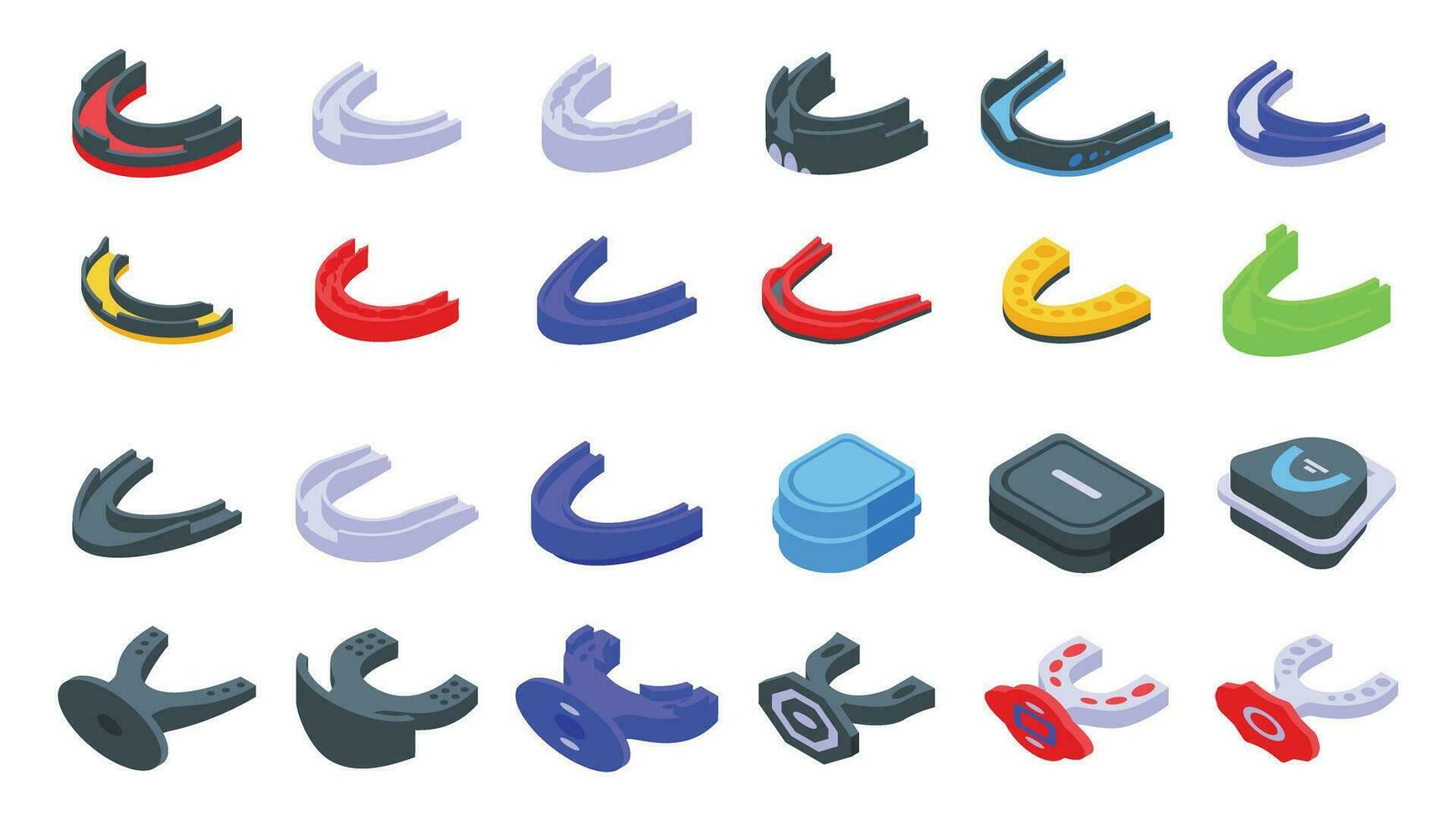 Mouth Guard icons set isometric vector. Tool equipment vector