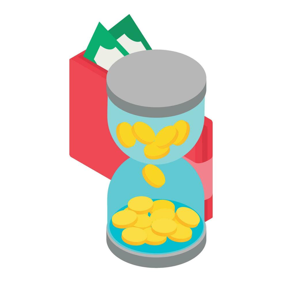 Cashback concept icon isometric vector. Bill wallet with dollar and hourglass vector