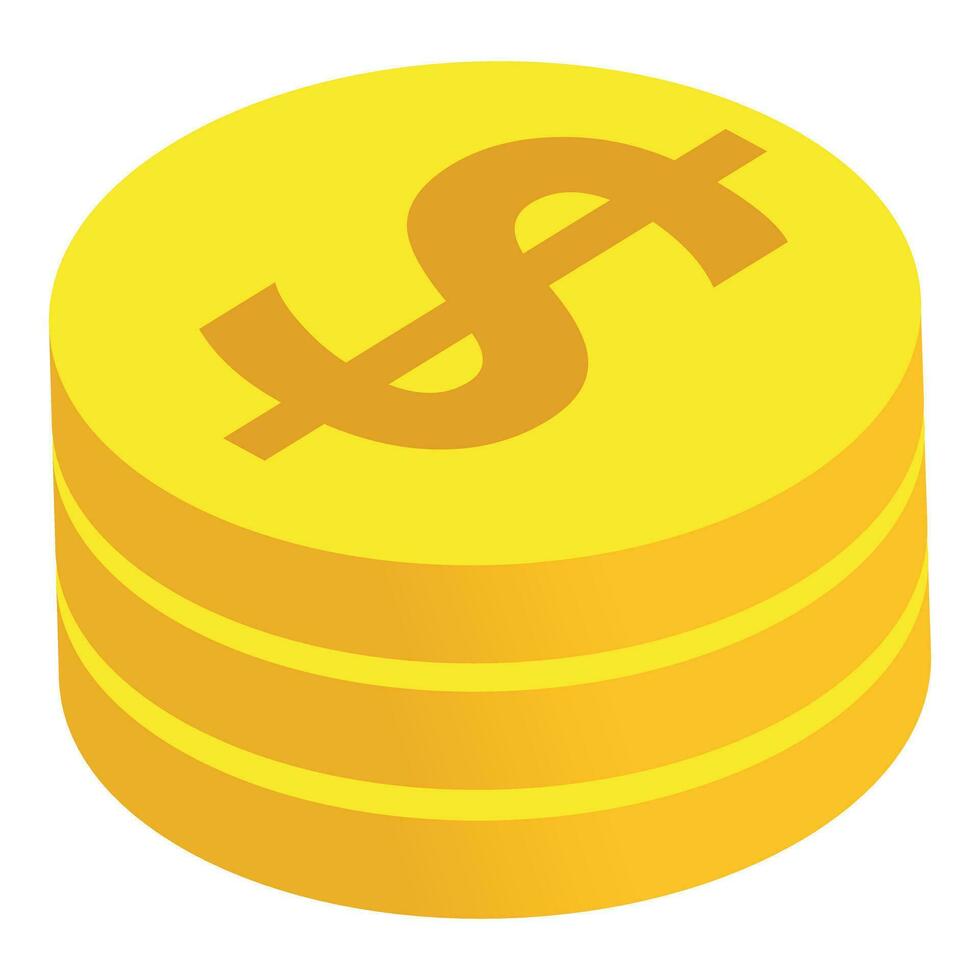 Saving concept icon isometric vector. Stack of big golden coin with dollar sign vector