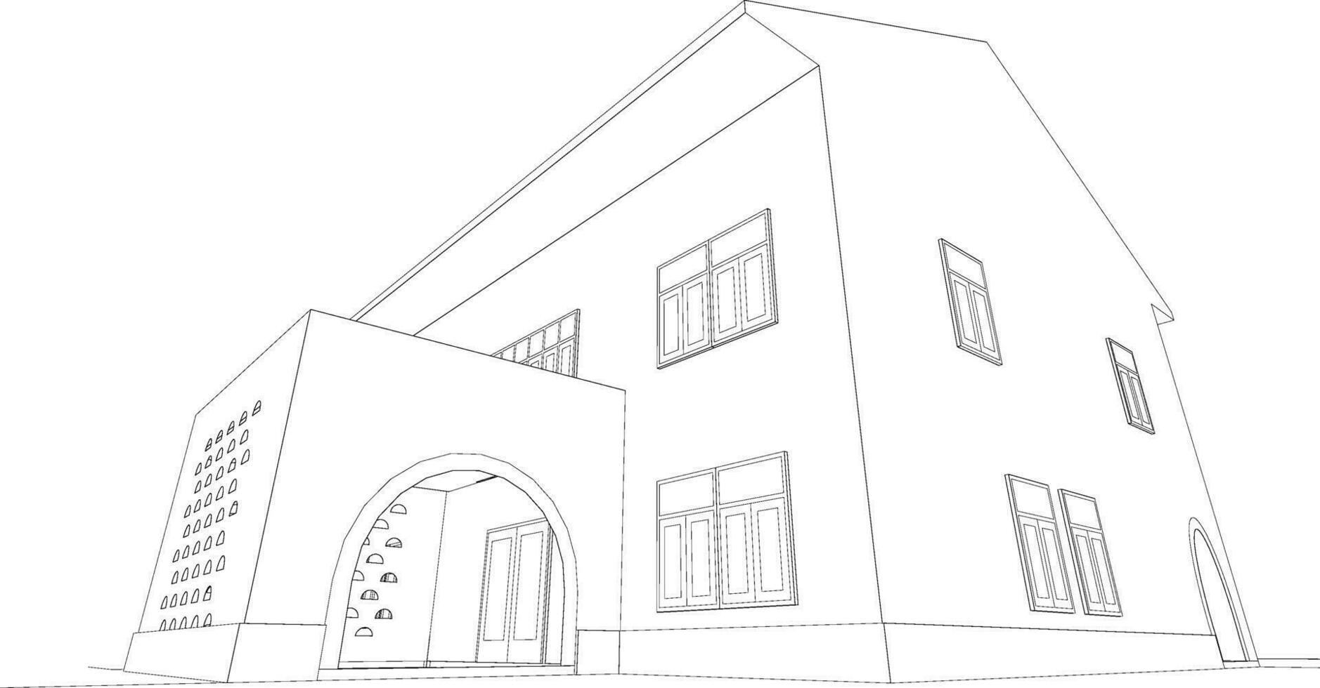 3D illustration of building project vector