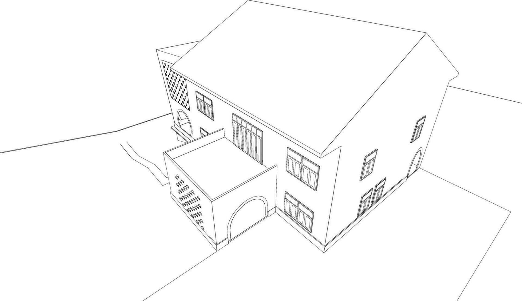 3D illustration of building project vector