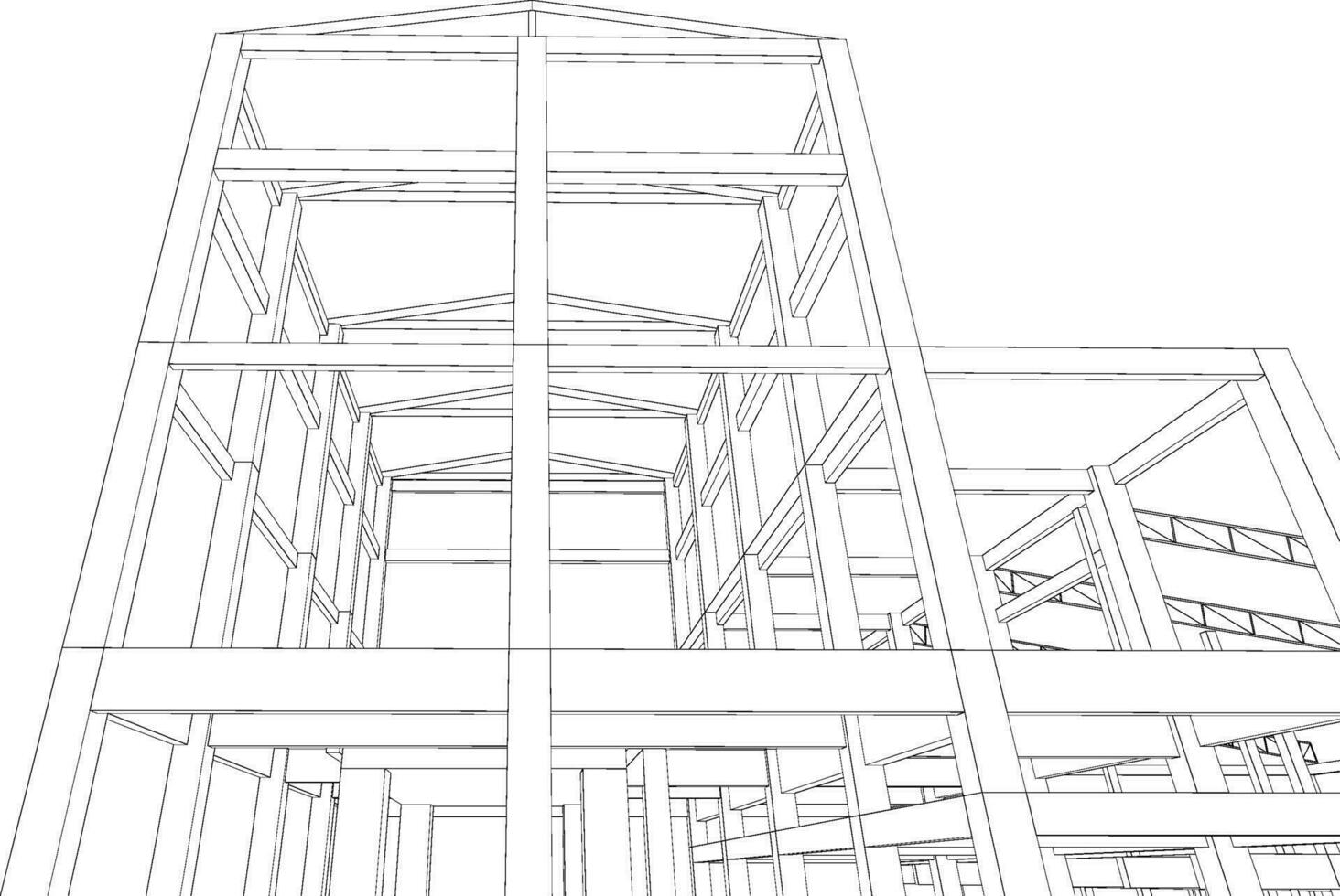 3D illustration of building structure vector
