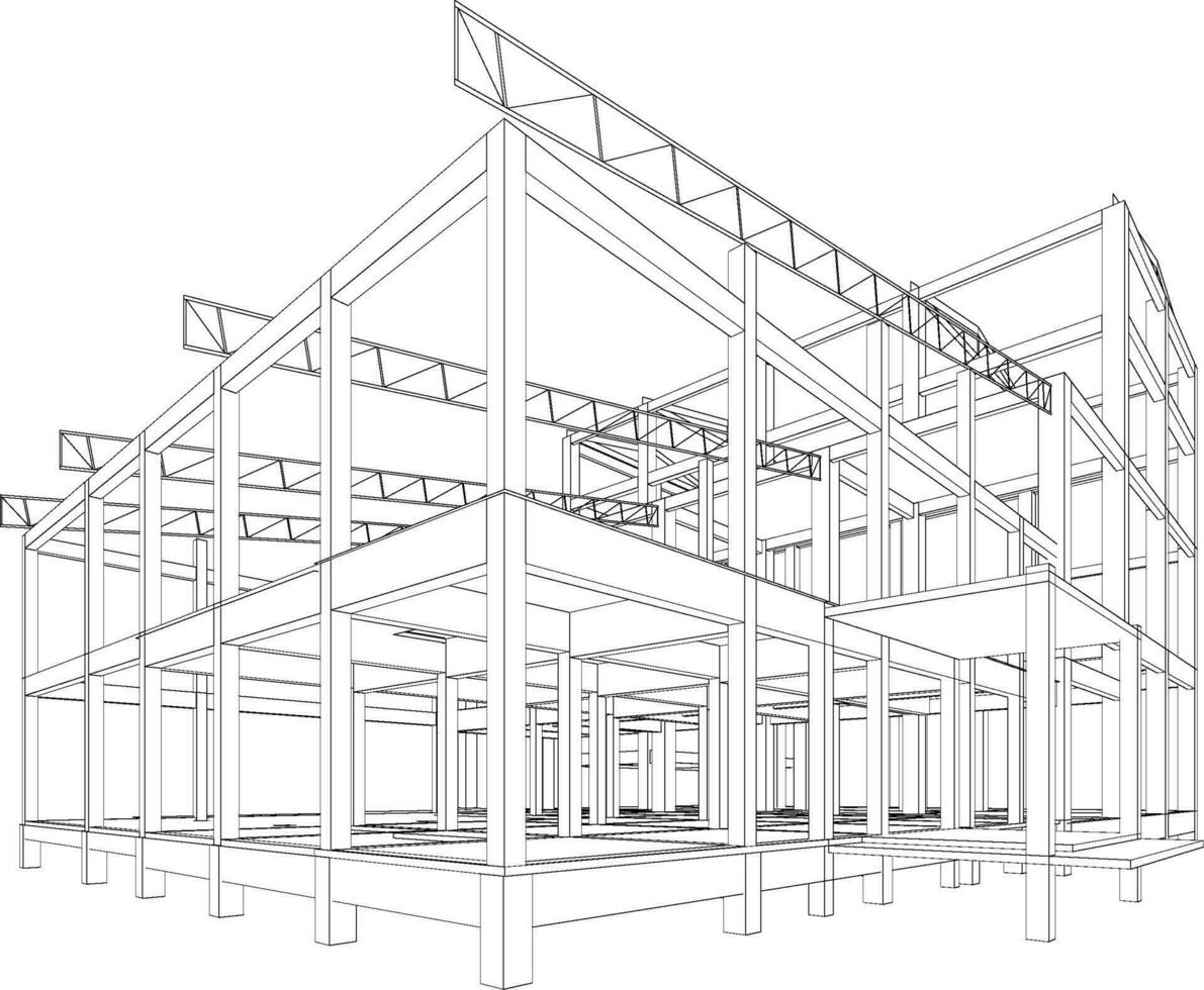 3D illustration of building structure vector