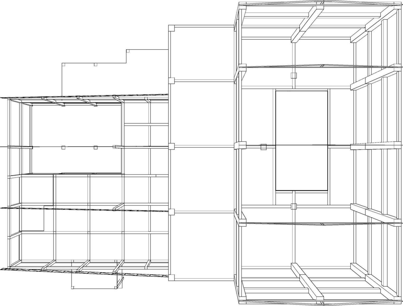 3D illustration of building structure vector