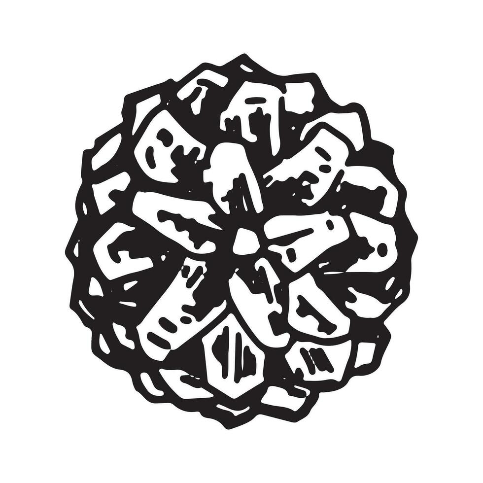 Outline clipart of pine cone. Doodle of autumn forest harvest. Hand drawn vector illustration isolated on white background.