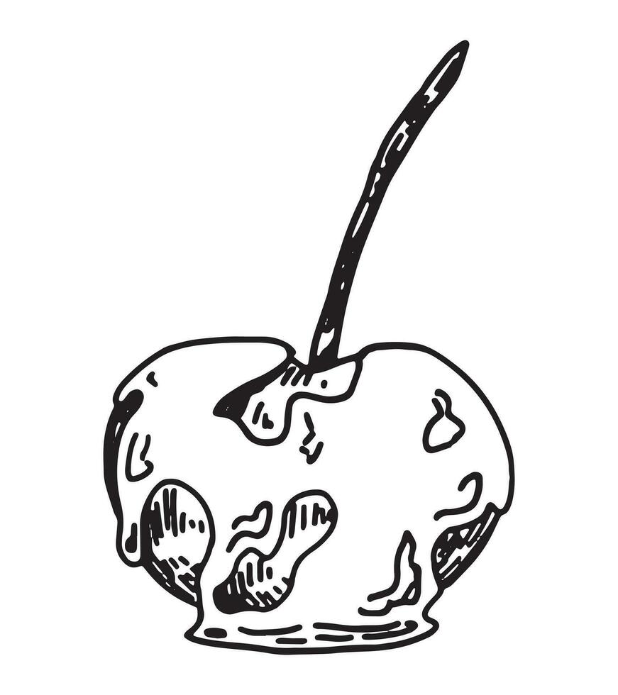 bosquejo de vidriado manzana. garabatear de tradicional otoño temporada postre. mano dibujado vector ilustración. soltero acortar Arte aislado en blanco antecedentes.